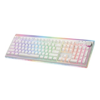 irocks 艾芮克 RGB 背光機械式有線鍵盤 原廠保固, 白色, K71M, 紅軸