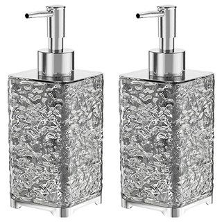 冰川紋 方形400ml 透黑色 按壓式乳液分裝瓶, 2個