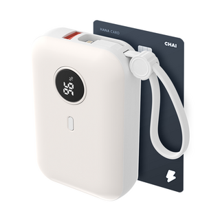 바우아토 난연 PD 22.5W 고속 입출력 케이블 일체형 미니 보조배터리 10000mah, 아이보리, 아이보리