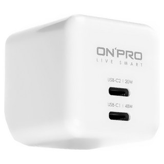 ONPRO ULTRA GAN 氮化鎵超急速PD充電器 雙C, 冰雪白, 1個