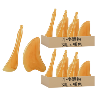 小麥購物 牛角刮痧板 + 拔筋棒 G629 56g, 6組, 橘色