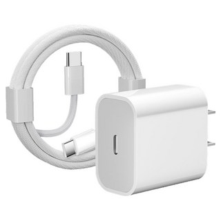 ANTIAN Type-C to Type-C PD快充充電器套組 尼龍充電線 20W iphone16/15適用 1m, 1組, 白色