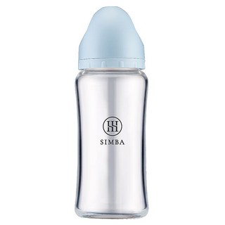 Simba 小獅王辛巴 蘊蜜質金玻璃寬口防脹氣奶瓶, 晨藍, 270ml, 1個