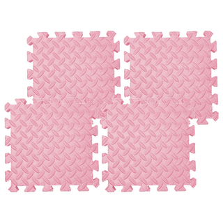 MOMOTARO 桃太郎地墊 極厚超Q樹葉紋巧拼地墊防撞瑜珈墊 附雙邊條, 玫瑰粉, 4片
