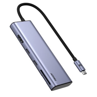 ARTMU USB C型 8合1 4K 60hz Gen2 10Gbps 多功能集線器 MH330, 1個, 金屬灰