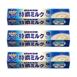 UHA 味覺糖 特濃牛奶條糖 鹽味 北海道鮮奶 法國Lorraine岩鹽, 37g, 3條