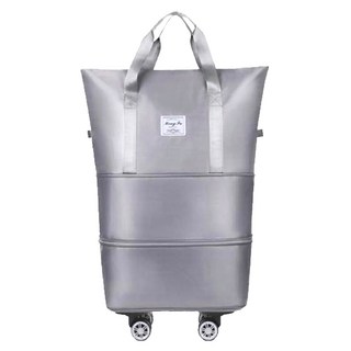 帶輪擴充旅行袋, 耐磨防潑水高密度牛津布, 乾濕分離設計, F, 灰色