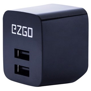 EZGO 2.4A 雙輸出USB電源供應器 100~240V國際電壓 摺疊插角, 黑色, 1個
