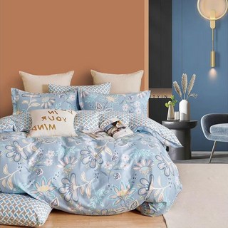 Pure One 台灣製100%純棉單人床包枕套組 浮生繪夢藍色