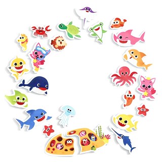 pinkfong 碰碰狐 鯊魚寶寶洗澡貼紙玩具組, 混色, 1組