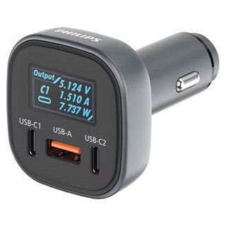 PHILIPS 飛利浦 黑金剛 電壓顯示車充 100W, DLP3540, 黑色