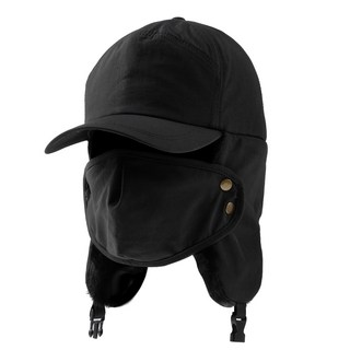 CARET 防寒飛行帽+口罩組, 黑色