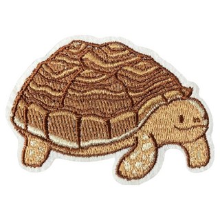 Hi 刺繡貼紙 1張, 陸龜 棕色