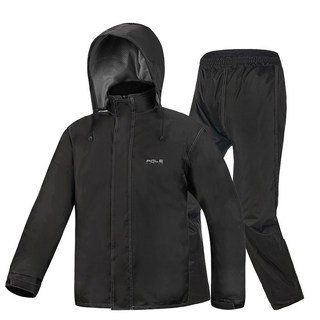 POLE RACING 男款摩托車雨衣+雨褲, A款 黑色
