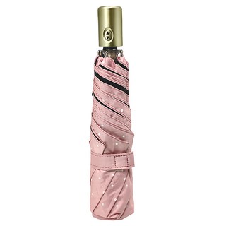 DiDa 雨傘超輕六骨防曬自動傘 降溫8至11度C 重量僅210g 超防曬黑膠傘布 抗UV, 粉紅點點