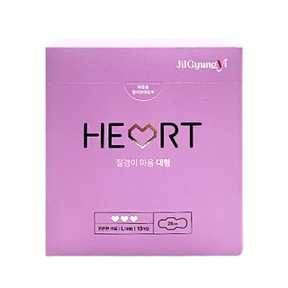 JilGyungYi 質更益 Heart系列潔翼型衛生棉 韓國玉米成分上層膜 三面密封處理 安心使用, L號 28cm, 13片, 1盒
