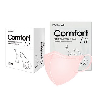 Welkeeps Comfort Fit素色立體鳥嘴口罩 M號, 25片, 1組, 粉色