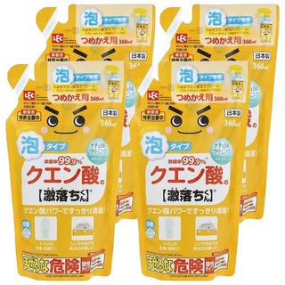 LEC 檸檬酸電解水泡沫噴霧清潔劑 補充包 360ml 除菌99.9% 日本製, 4包