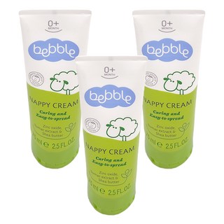 Bebble 貝朵 親膚屁屁膏, 75ml, 氧化鋅搭配親膚性高的蓖麻籽油與大豆油, 不含酒精和人工色素, 3條