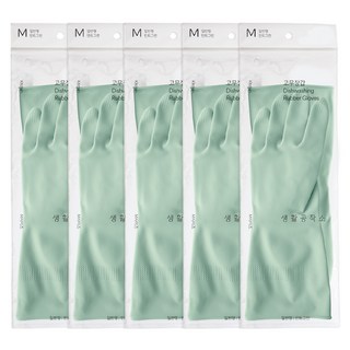 생활공작소 라텍스 고무장갑 일반형, 민트, 중(M), 5개