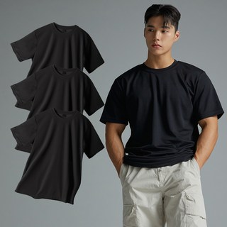 블랙몬스터핏 남녀공용 냉감 통기성 무지 쿨론 기능성 쿨 반팔 티셔츠 3p