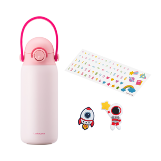 LocknLock 樂扣樂扣 孩童手提把保溫瓶, 粉色, 350ml, 1個