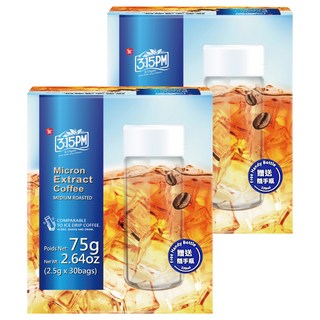 3點1刻 微米冷萃咖啡 中烘焙, 咖啡粉 30包 + 隨手瓶 320ml, 2盒
