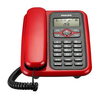 PHILIPS 飛利浦 來電顯示有線電話 紅色, CORD020R/96