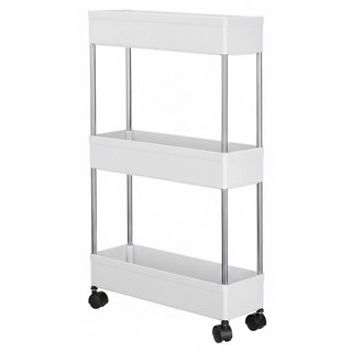 HOUDER 夾縫滾輪置物架 窄款 BF045 三層 40 x 14.5 x 66cm, 白色, 1個