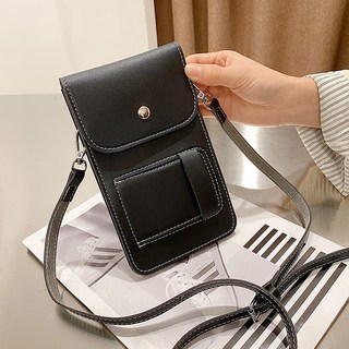 智慧手機可觸控迷你斜背包, 黑色