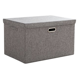 棉麻摺疊收納箱 1450g, 灰色, 1個