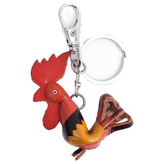 真皮頭層牛皮動物造型鑰匙圈 KB149, 公雞 紅色, 1個