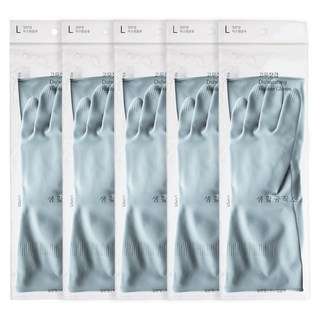 생활공작소 라텍스 고무장갑 일반형 양손 세트, 파스텔블루, 대(L), 5개