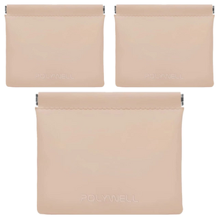 POLYWELL 寶利威爾 彈片收納包 PU PW15-T65-0810 15 x 11.5cm, 奶茶色, 3個