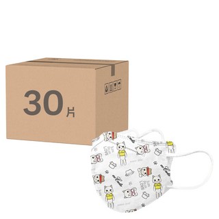 順易利 成人立體醫用口罩 細耳, eeCute萌喵款, 30片, 1盒