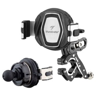 TAKEWAY 黑隼2 機車手機架 304不鏽鋼 工程塑膠 吸震防滑 適用手機尺寸 寬65-95mm 厚9-15mm HAWK1-PH08, 黑色