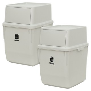 lifist 推蓋式分類垃圾桶 2個, 淺灰色