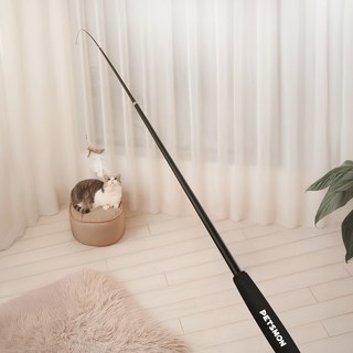 펫츠몬 고양이 장거리 1.8m 4단 깃털 낚싯대, 블랙, 1개