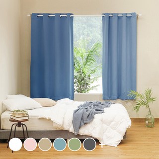 Colorstory 打孔式純色窗簾, Indigo Blue
