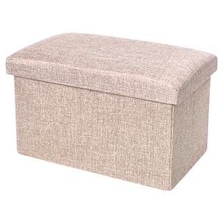 多功能可折疊棉麻收納凳 (米色) 40*25*25cm, 1個