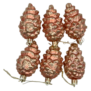 彩繪立體松果 6入, 玫瑰金, 1組