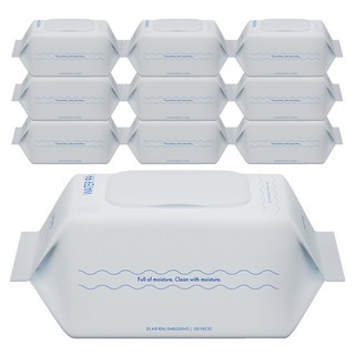 워터 99% 초순수 저자극 베이직 아기물티슈 캡형, 50g, 100매, 10개