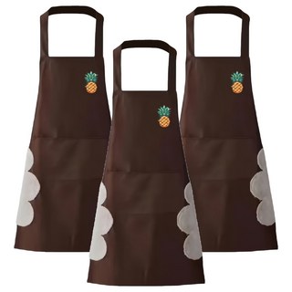 家用防水防油可擦手圍裙, 帶擦手巾, 大容量口袋, PVC材質, 顏色隨機, 3件