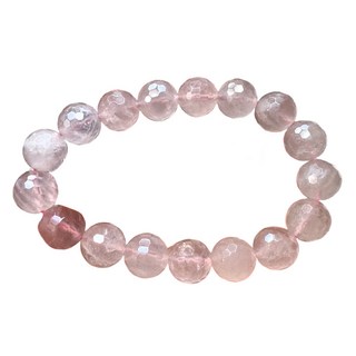 天然粉水晶切角手珠, 顏色隨機, 12mm