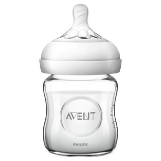 PHILIPS AVENT 新安怡 親乳感玻璃防脹氣奶瓶, 120ml, 法國醫療等級玻璃瓶身, 寬口徑設計, SCF671/13, 1個