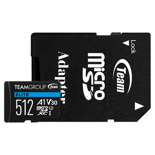 TEAMGROUP 十銓 ELITE MicroSDXC 記憶卡 U3 A1 4K專用 含轉卡, 512GB, 1個