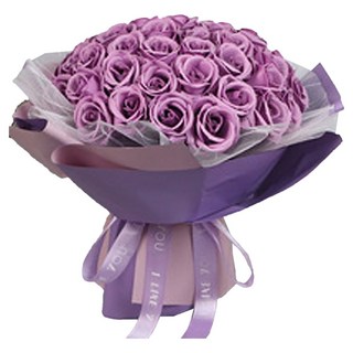 艾米購物 51朵香皂花 粉紫色 花束 仿真玫瑰 居家裝飾 浪漫禮物