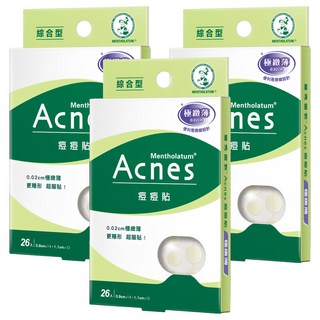 MENTHOLATUM 曼秀雷敦 Acnes 台灣公司貨 痘痘貼 極致薄綜合型, 26片, 3盒