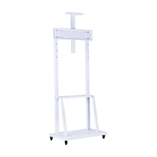 Life+ 32-70吋可調節移動式液晶電視雙桿立架 鋼琴白 穩固耐用 附置物層板, 1台