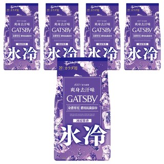 GATSBy 台灣公司貨 體用抗菌濕巾 冰涼果香 30張, 210g, 5包